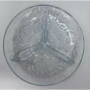 Clear Fruit Vegetable 3 Divider Plate 7 1/2" Wide‎ Each Section 5 1/2"